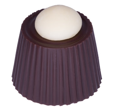 Single frustum molded chocolate with white top without background