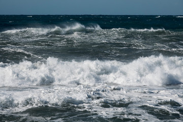 Rough sea by a windy day in Andalusia, Spain.