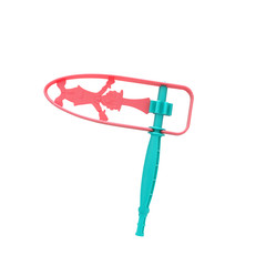 plastic colorful noisemaker or gragger for purim celebration holiday (jewish holiday) isolated on white