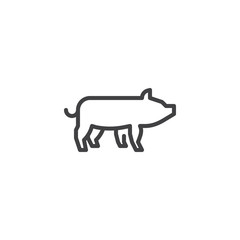 Pig side view line icon. linear style sign for mobile concept and web design. piggy outline vector icon. Farm animal symbol, logo illustration. Pixel perfect vector graphics