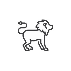 Lion side view line icon. linear style sign for mobile concept and web design. lion standing outline vector icon. Wild animal symbol, logo illustration. Pixel perfect vector graphics