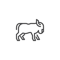Horned ox side view line icon. linear style sign for mobile concept and web design. standing ox outline vector icon. Farm animal symbol, logo illustration. Pixel perfect vector graphics
