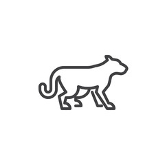Wild cat side view line icon. linear style sign for mobile concept and web design. guepard cat standing outline vector icon. Cheetah symbol, logo illustration. Pixel perfect vector graphics