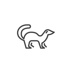 Mink side view line icon. linear style sign for mobile concept and web design. marten standing outline vector icon. Wild forest animal symbol, logo illustration. Pixel perfect vector graphics