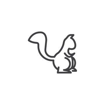Squirrel side view line icon. linear style sign for mobile concept and web design. squirrel standing outline vector icon. Forest animal symbol, logo illustration. Pixel perfect vector graphics