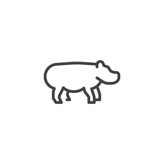 Hippopotamus side view line icon. linear style sign for mobile concept and web design. Behemoth outline vector icon. Wild animal symbol, logo illustration. Pixel perfect vector graphics