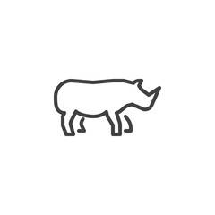 Rhino side view line icon. linear style sign for mobile concept and web design. Rhinoceros outline vector icon. Wild animal symbol, logo illustration. Pixel perfect vector graphics