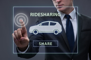Fototapeta na wymiar Businessman in carpooling and carsharing concept