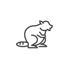 Beaver side view line icon. linear style sign for mobile concept and web design. Beaver animal outline vector icon. Broad-tailed rodent symbol, logo illustration. Pixel perfect vector graphics