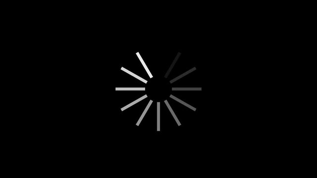 4k Loading circle icon on black background animation. Loop