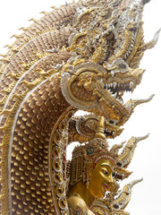 Golden Statue of The Angel in The Nine Headed Serpent