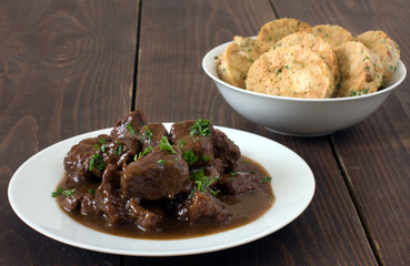 Beef with dark beer and Carlsbad dumplings