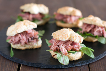 Smoked pork with homemade buttermilk buns 