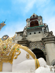 White Elephant Warrior Statue Sitting in Temple
