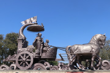 Lord Krishna and Arjuna on a chariot during Mahabharata
