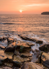 Dawn at  Colywell Bay, Seaton Sluice, Northumberland, England, UK.