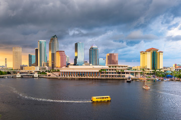Tampa, Florida, USA downtown skyline on the bay - obrazy, fototapety, plakaty