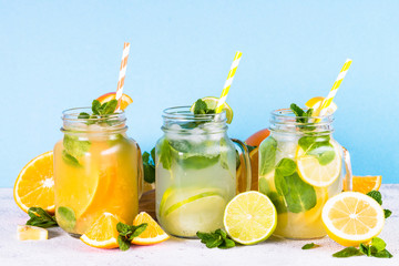 Lemonade, mojito and orange lemonade.