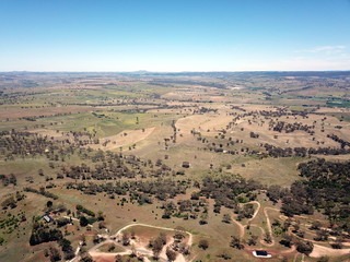 Aerial view of the regional country city of Bathurst from Mount Panorama home of Australia most famous motor car race. Bathurst is located in the central west region of NSW.