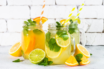 Lemonade, mojito and orange lemonade.