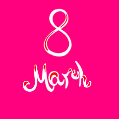 March 8 on a pink background