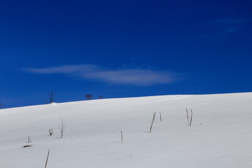 Minimalism landscape of a winter day in mountain