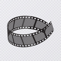 Set of vector film strip isolated on transparent background.Old film strip with 3d vector illustration