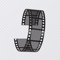 Set of vector film strip isolated on transparent background.Old film strip with 3d vector illustration