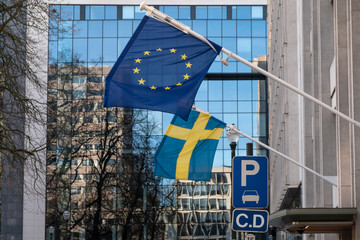 Swedish and European Union Flags