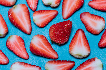 sliced red strawberry 