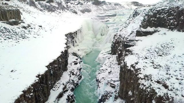 The Gullfoss gorge during winter season