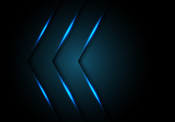 Abstract blue light arrow direction on black with blank space design modern futuristic background vector illustration.