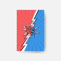 Versus VS letters fight backgrounds in flat comics style design with halftone, lightning. Vector illustration