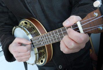 Fototapeta na wymiar Country music string instrument banjo, banjolele