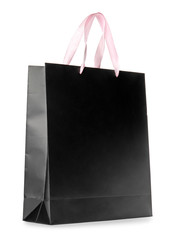 Paper shopping bag isolated on white. Mock up for design