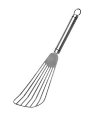 Slotted turner on white background. Kitchen utensils
