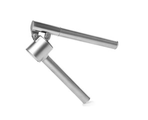 Garlic press on white background. Kitchen utensils