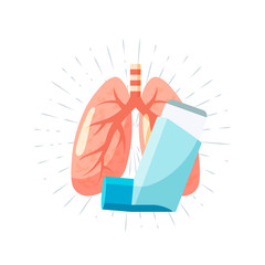 Pulmonary medication concept in flat style, vector