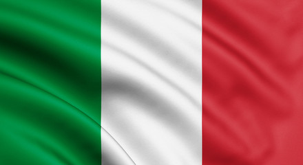 Italy flag blowing in the wind. Background texture. 3d rendering, wave.