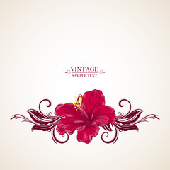 Bright tropical background with a paradise exotic hibiscus flower
