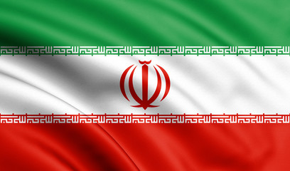 Iran flag blowing in the wind. Background texture. Tehran. 3d rendering, wave. &ndash; Illustration