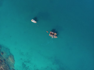 Fototapeta premium Two boats in the ocean aerial view