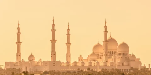 Fotobehang Sheikh Zayed Grand Mosque in Abu Dhabi in de buurt van Dubai, Verenigde Arabische Emiraten © Delphotostock