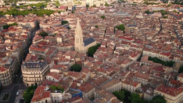 Aerial France Montpellier August 2018 Sunny Day 30mm 4K Inspire 2 Prores  Aerial video of downtown Montpellier in France on a sunny day.