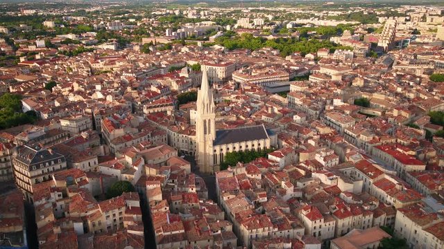 Aerial France Montpellier August 2018 Sunny Day 30mm 4K Inspire 2 Prores  Aerial video of downtown Montpellier in France on a sunny day.