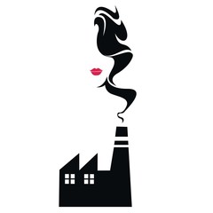abstract factory smoke girl vector illustration