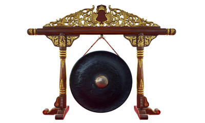Indonesian Javanese Traditional Gamelan Music Instruments in White Isolated Background