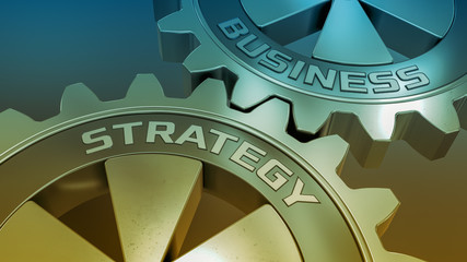 closeup view of two cogwheels, concept of  business strategy (3d render)