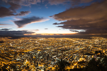 View from Monserrat over Bogota at night