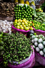 different kinds of asian vegetable on a market in sri lanka